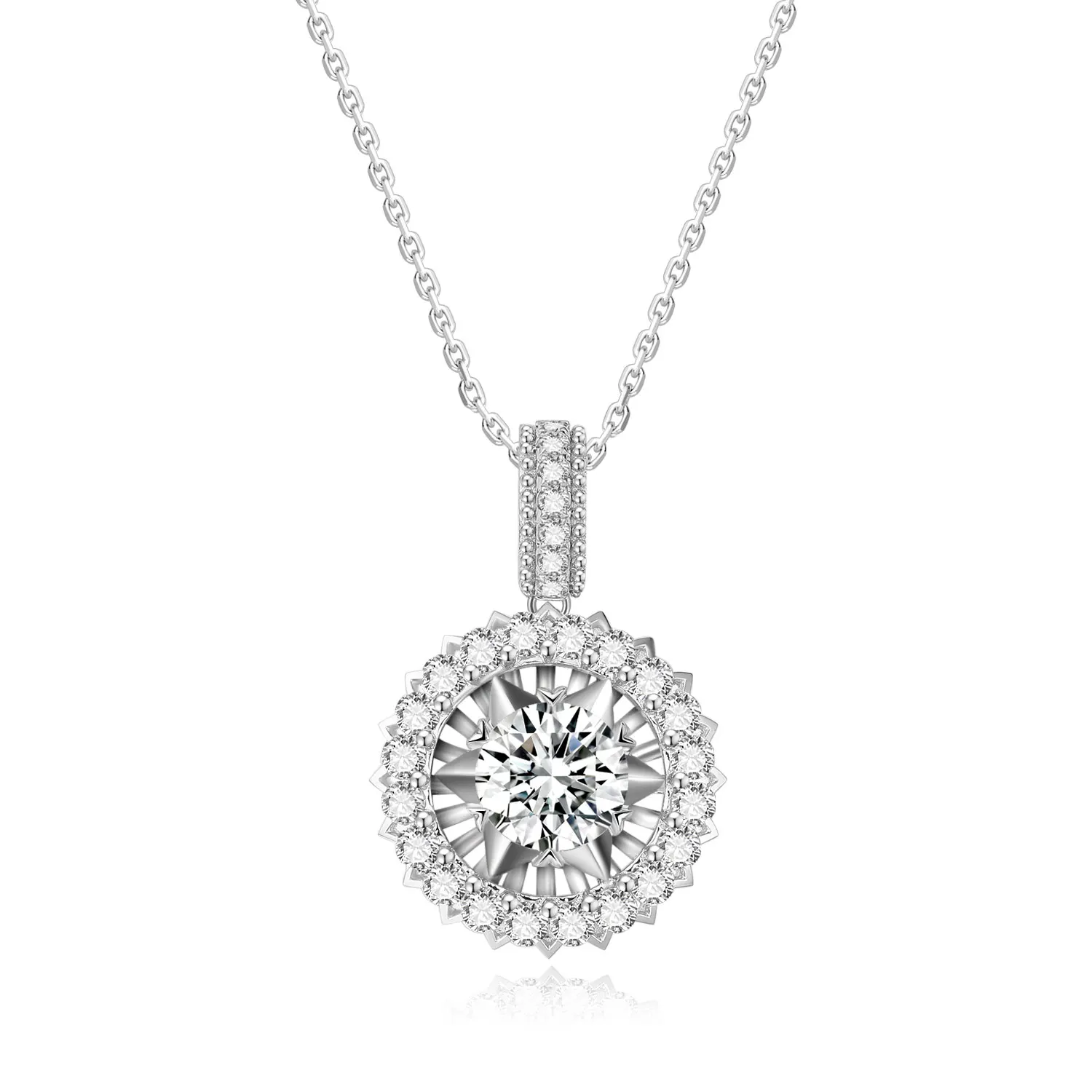 NGIC/NGTC Certificated 1ct VVS VS Lab Grow Diamonds 18K White Gold Sunflower Pendant For Necklace Boutique Jewelry