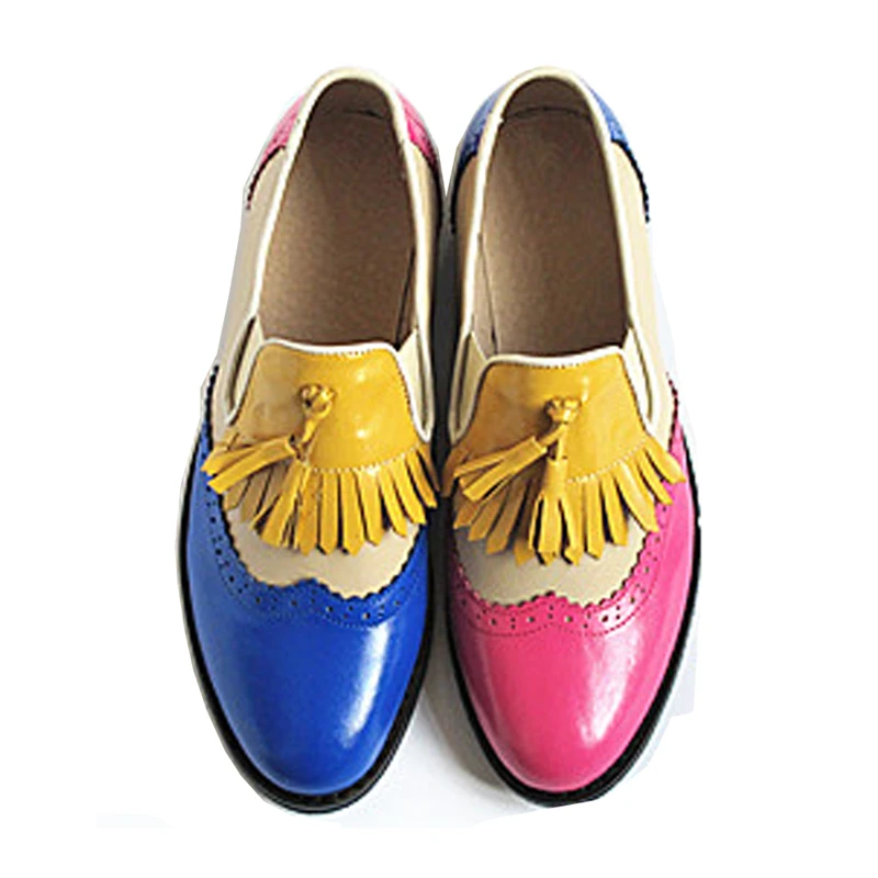 

Women's Genuine Leather Summer Platform Sneakers Flat Casual Pink Oxford Shoes Loafers Moccasins Spring Vintage for Woman Trend