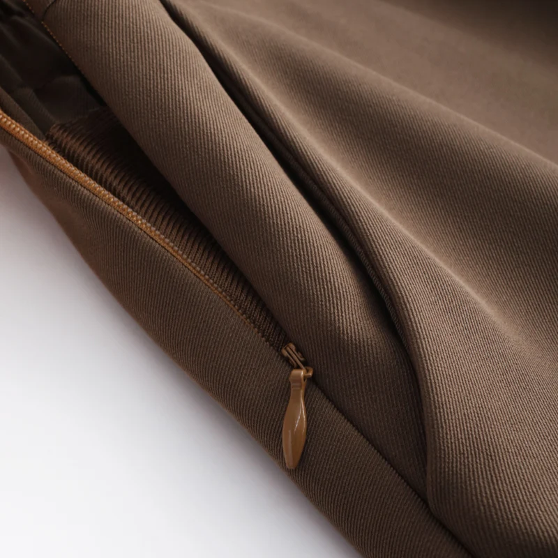 ZUZK Women Solid A-Line Suit Skirt Spring Autumn Elastic Waist Mid-Length Pocket Office Lady Skirt Casual Skirt