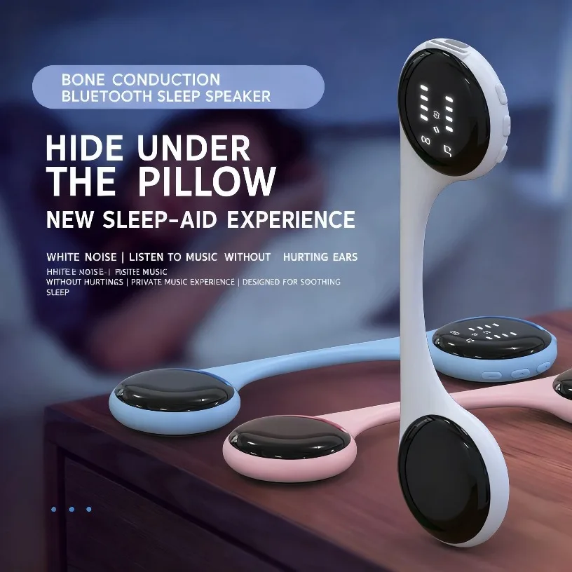 

Bluetooth-динамик с костной проводимостью под подушкой, музыкальная шкатулка с белым шумом для помощи во сне со светодиодным дисплеем, поддержка TF-карты, отключение по времени