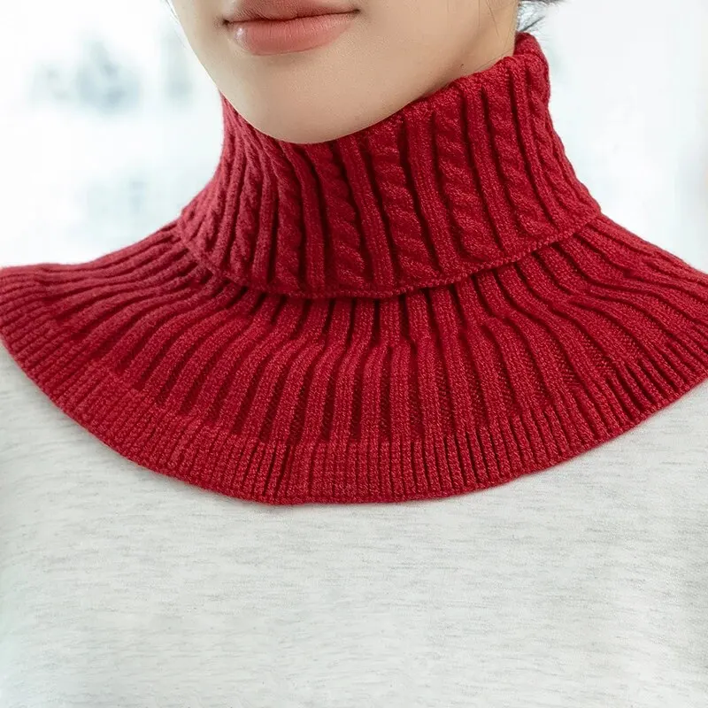 Winter Detachable Cotton Knitted Turtleneck Collar For Women False Collar Fashion Warm Cover Head Neck Guard Collar Unisex