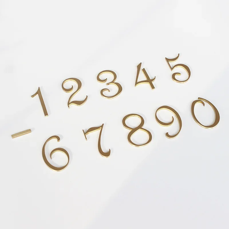 50x8mm Golden Brass Letters and Numbers Wall Decor Villa Hotel Door Plates Figures Dormitory Home Office number DIY