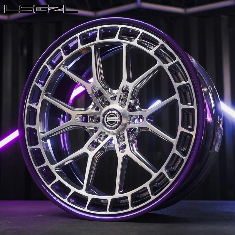 lsgzl forged 2-piece custom concave purple 5x114.3 5x130 for . C8 Ferrari deep dish alloy rim 16-26 inch luxury car wheel