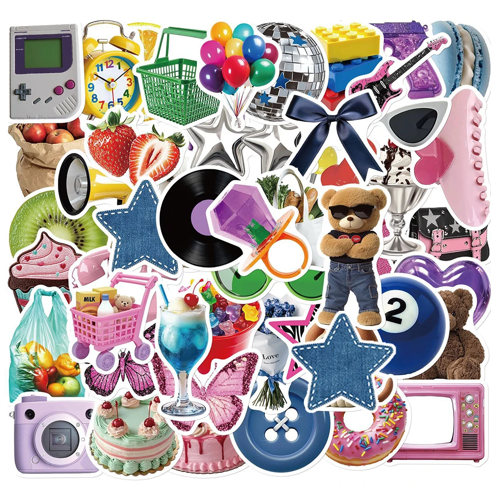 10/30/50 Stück Retro Ins Stil Y2K Ästhetische Aufkleber Niedliche Cartoon Aufkleber Wasserflasche Laptop Telefon Kawaii Mädchen Aufkleber Spielzeug Geschenk