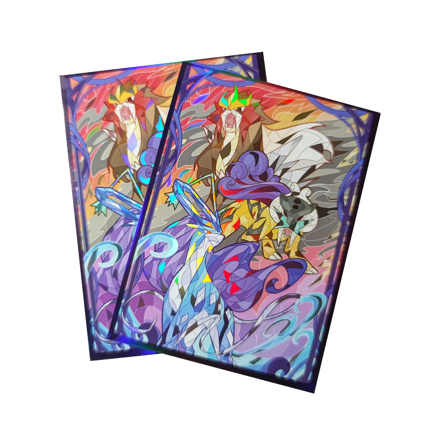 60PCS 66x91mm Trading Cards Protector Holographic Animation PTCG Card Sleeves TCG Shield Laser Card Deck Cover Standard Size