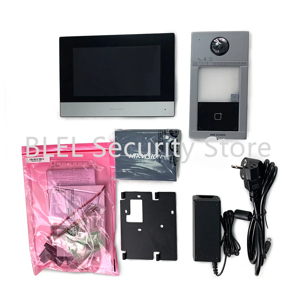 Kit videocitofono IP originale Hikvision DS-KIS604-S(C) DS-KV8113-WME1 e DS-KH6320-WTE1 un pulsante di chiamata