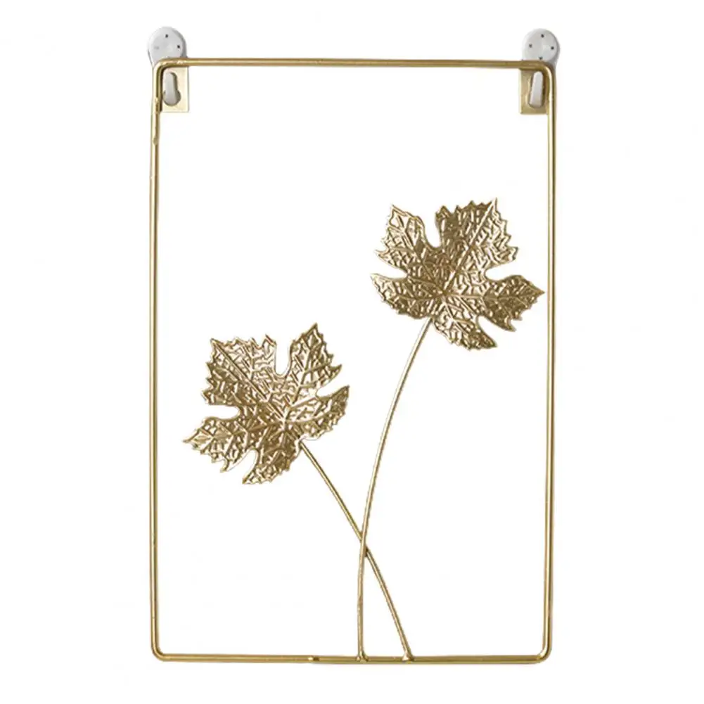 Iron Nordic Home Wall Decor Macrame Wall Hanging Decor Metal Round Gold Ginkgo Leaf Wall Stickers Decoration Decorative Wall Led