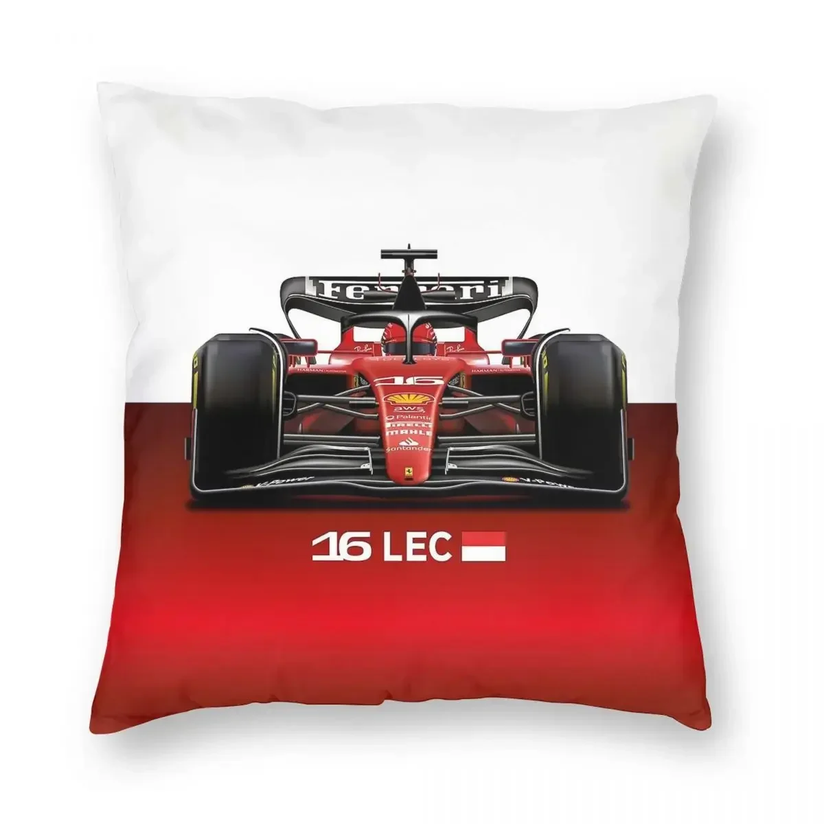 Charles Leclerc F1 Racing Car Square Pillowcase Polyester Linen Velvet Creative Zip Decor Sofa Cushion Cover 45x45