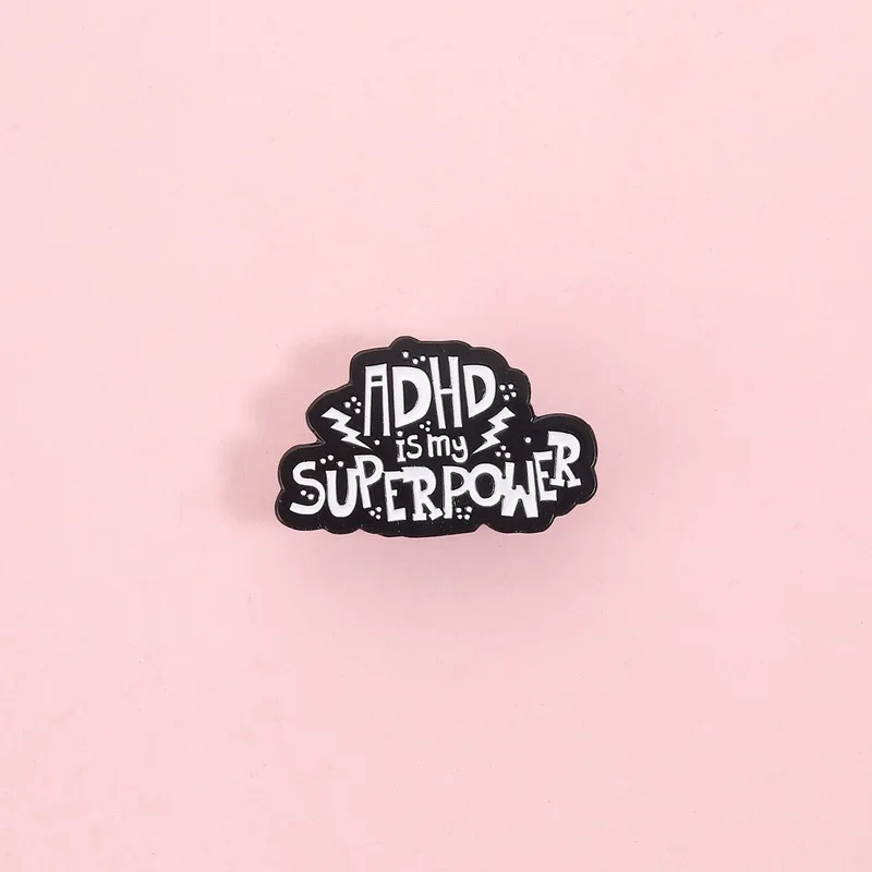 Fun ADHD themed brooch lightning decoration self-identity letter badge backpack clothing decoration niche accessories