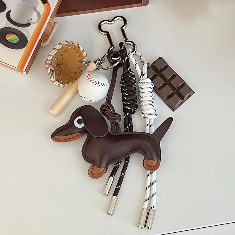 High-Grade Braided Rope Dachshund Keychain Pendant Ruth's Style Phone Bag Accessory Suitable for Handbags