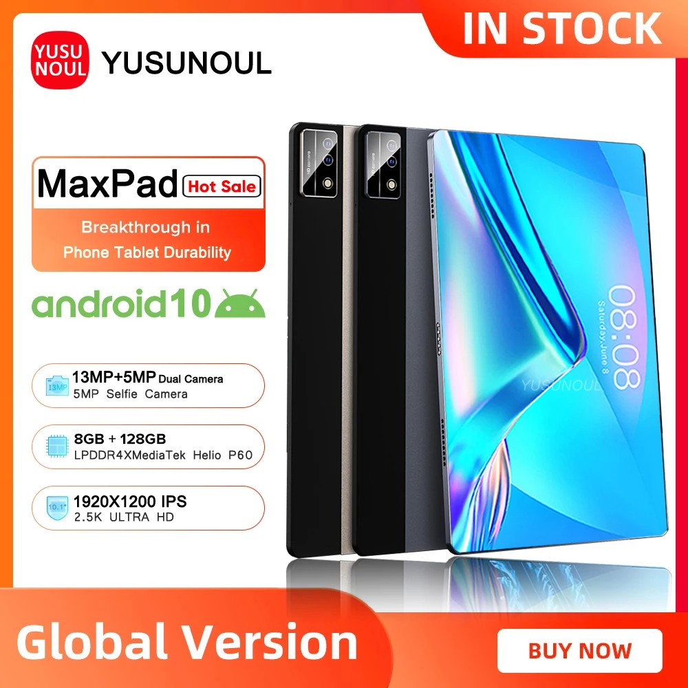 

YUSUNOUL P30 HD Maxpad Pro Tablets PC Android 10.0 1920x1200 IPS 8GB RAM 128GB ROM 4G Network High Speed Tablets PC 2.4/5GWifi