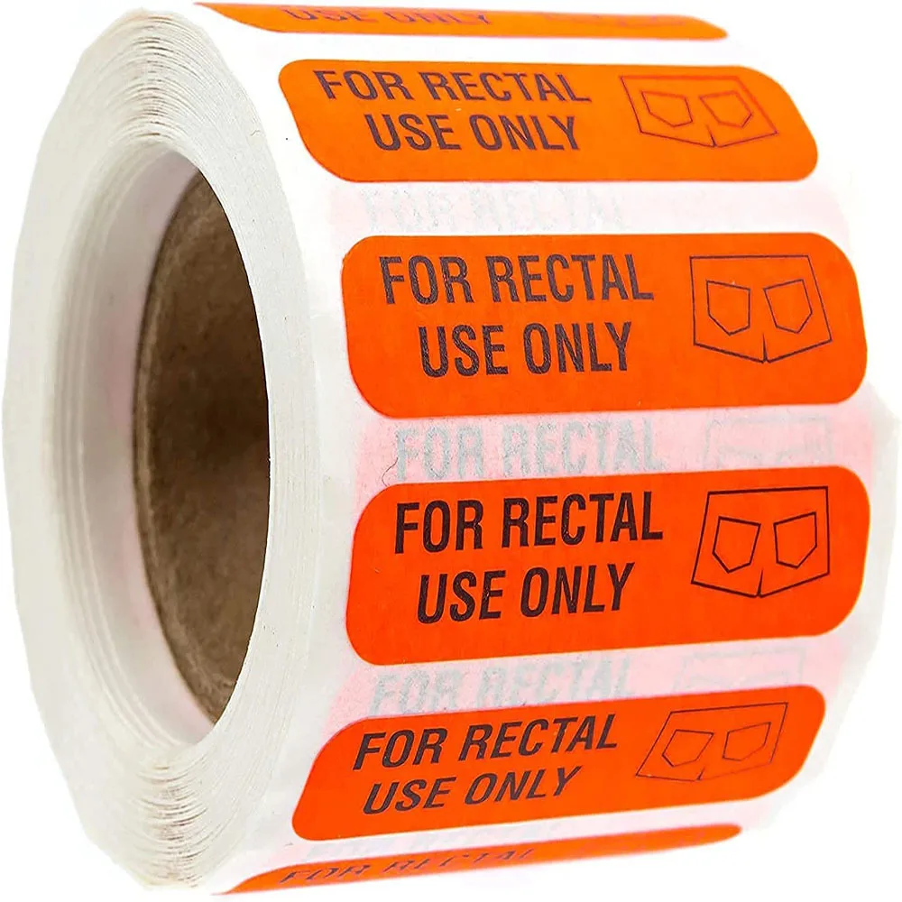 500pcs Hot Spot Orange Bright Surface Waterproof for Rectal Use Only Prank Sticker Rectal