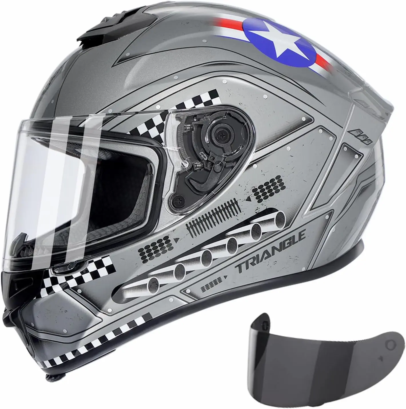 

（Medium）Motorcycle Helmet for Adults, Full Face Motorcycle Helmet with Tinted and Clear Visor Meet Dot Approved