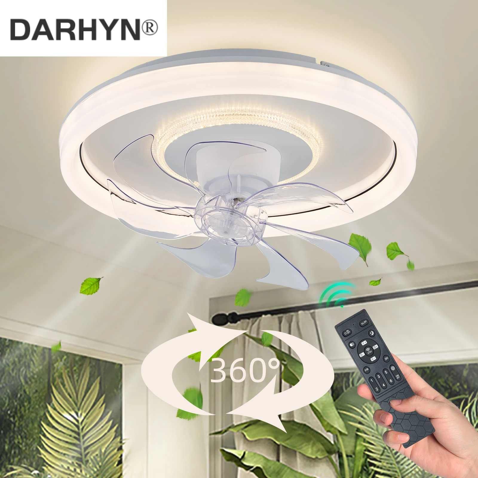 Ceiling Fans With Led ceiling Light And Remote Control 360 ยฐ Rotation Cooling Electric fan Lamp Chandelier For Room Home Decor