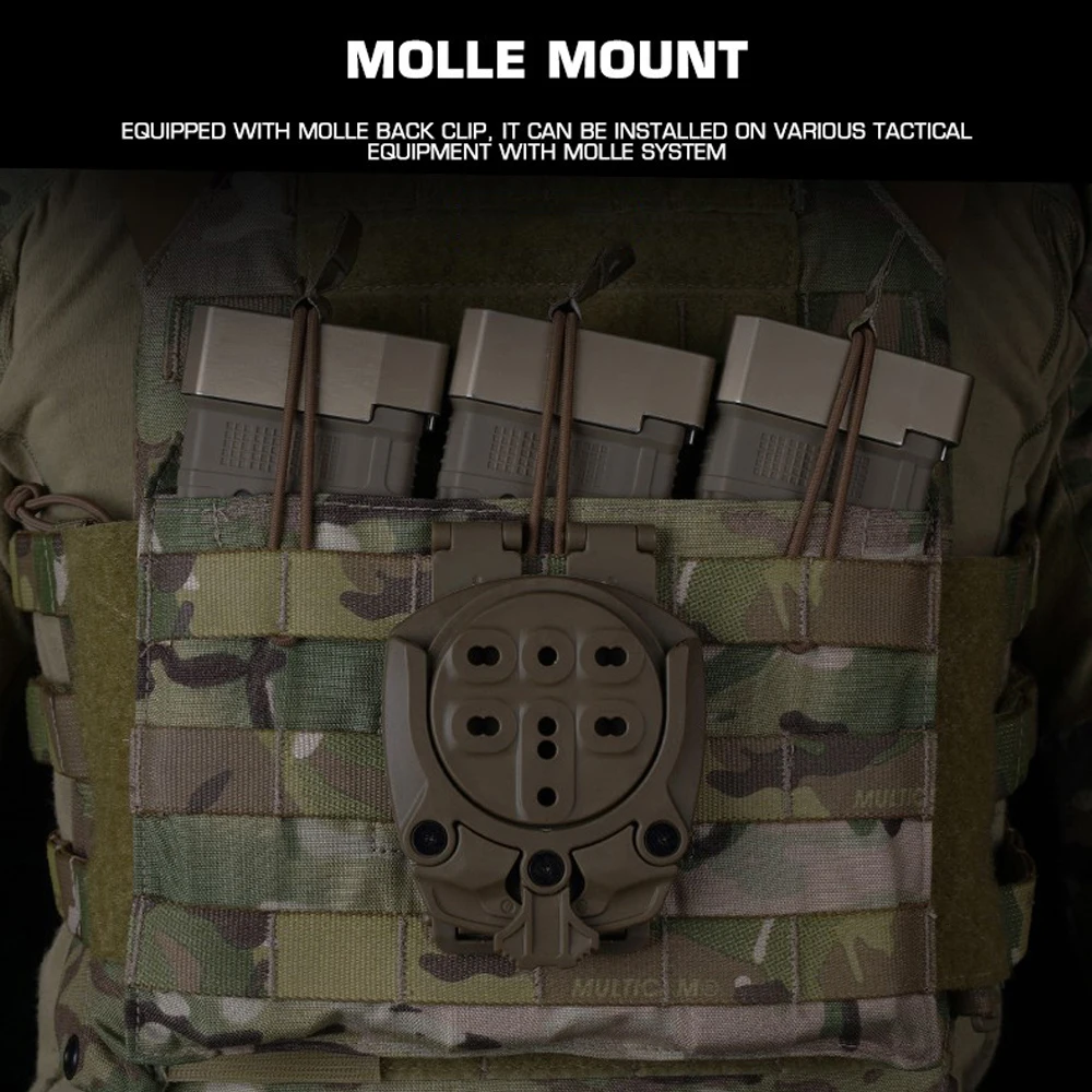 Adattamento per fondina tattica Molle Girevole da 360 gradi Fondina da caccia Base di montaggio Accessori per fondina softair modulare per paintball