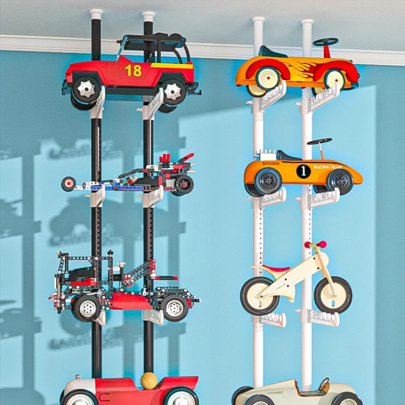 

Upholding children's toy car storage rack Living room home floor multi-layer telescopic skateboard bicycle rack