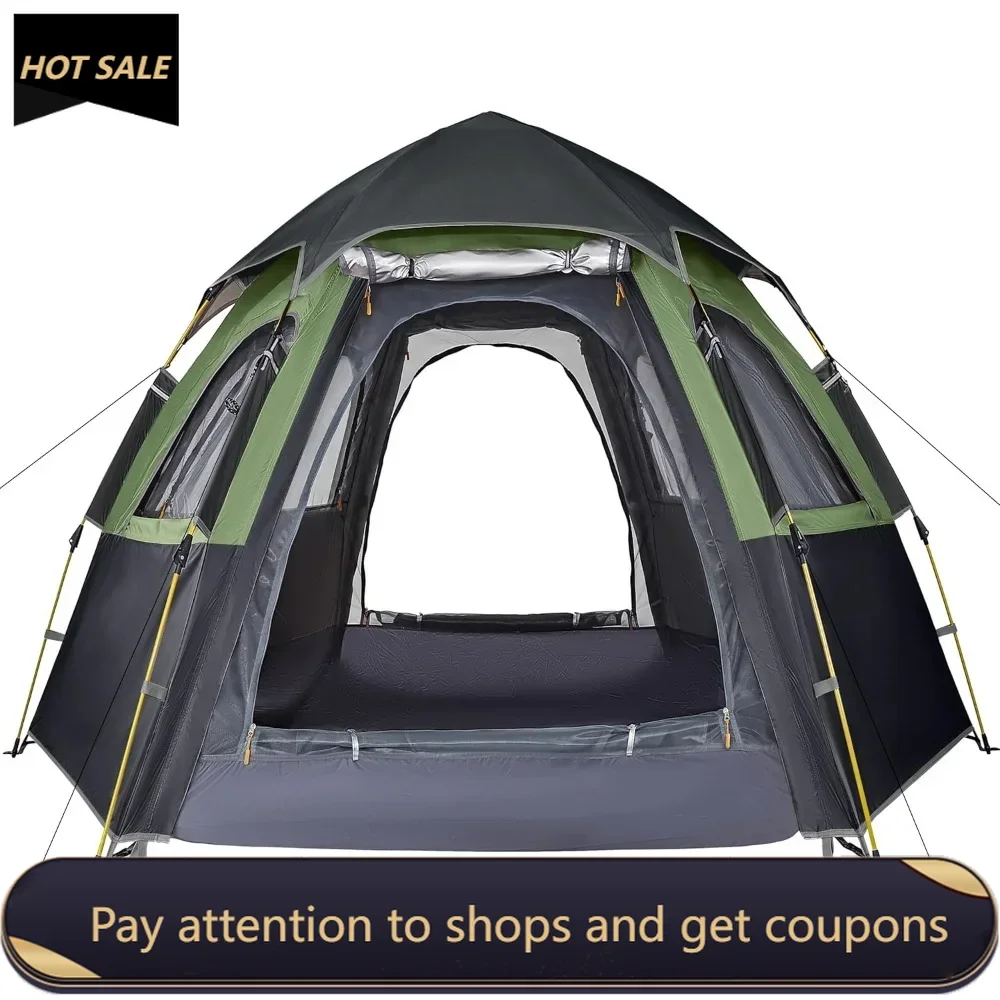 

2-3-4 Person Camping Tent Waterproof Pop Up Dome Family Hexagon Outdoor Sports Backpacking Tents Double Layer Freight free