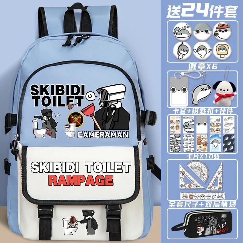 

Breathable mesh, Black Blue, Skibidi Toilet, Student Kids Teens School Bags, Large Capacity Mochilas Anime Backpacks Girls Boys