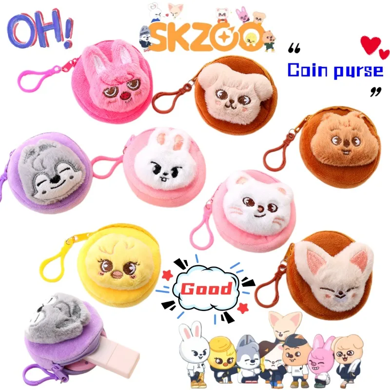 SKZOO Stray Kids Wolf Chan Jiniret Dwaekki: Monedero de dibujos animados con diseño de auriculares bidimensionales, bonito y práctico para guardar llaves y tarjetas.