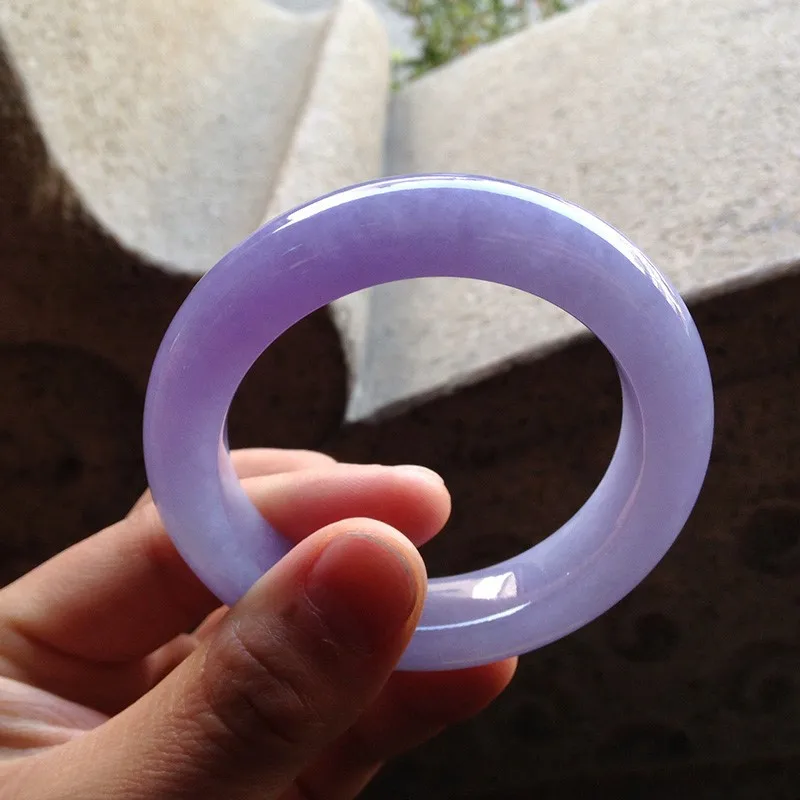 Violet for women, A-grade, spring-colored jade bracelet, round and rectangular, ice-like texture, natural Burmese