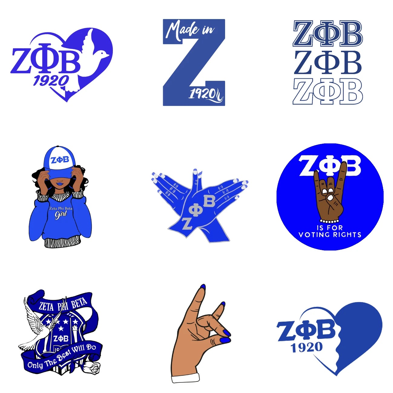 Zeta Phi Beta SororityZFB FUV DTF Wraps Transfer Sticker DIY For Badge Reel Retractable Badge Holder With 360 Rotating Reel Clip