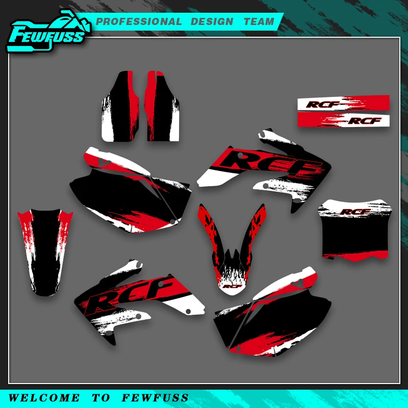 

Fewfuss For HONDA CRF250 2004 2005 CRF 2006 2007 CRF 250 2008 2009 Graphics Decals Stickers Motorcycle Background Custom Number