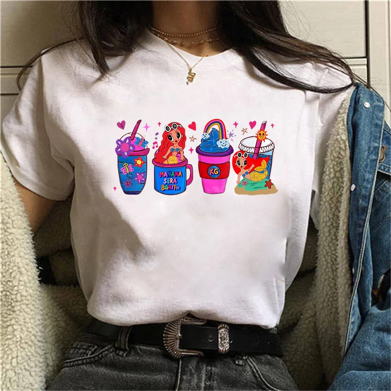 

Hot Manana Sera Bonito Cute Print T-shirt Summer Casual Loose T Shirt Women Men Harajuku Y2K Shirts