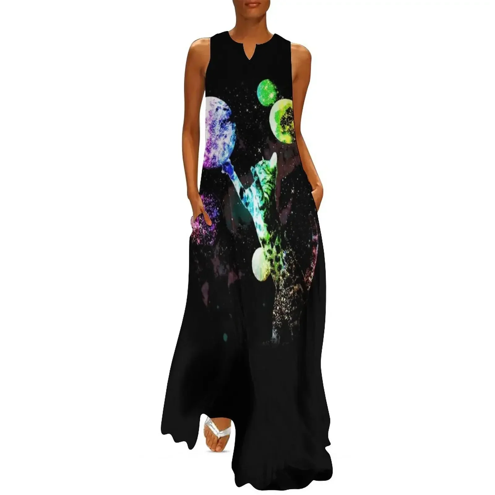 

Space Cat with Planets Long Dress summer dress daily women's luxury party dress dresses women summer 2025