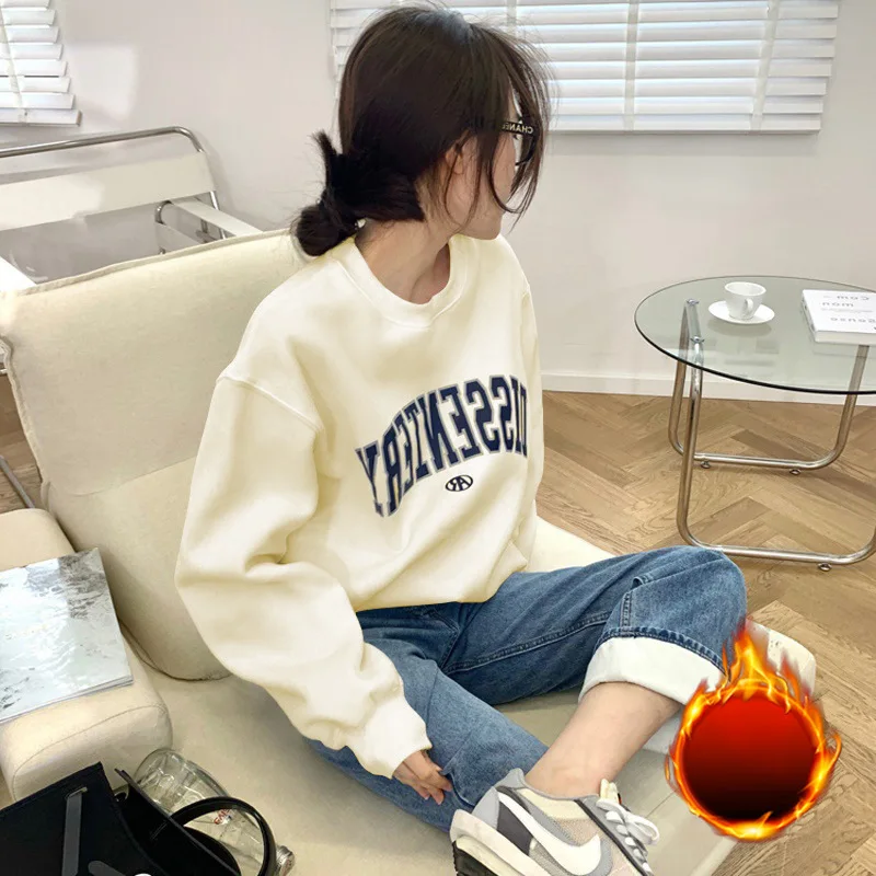 Sudaderas con cuello redondo para mujer, suéteres ligeros Y2k de estilo coreano Kpop, camisetas de manga larga, Color sólido, novedad