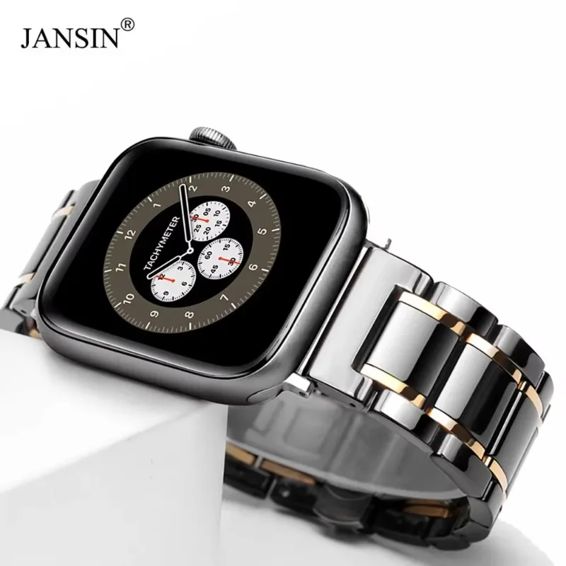 Cinturino in metallo ceramico per Apple watch 45mm 44mm 42mm 46mm 40mm 49mm Cinturino in acciaio inossidabile iWatch Ultra 10 9 8 7 6 5 4 SE Band
