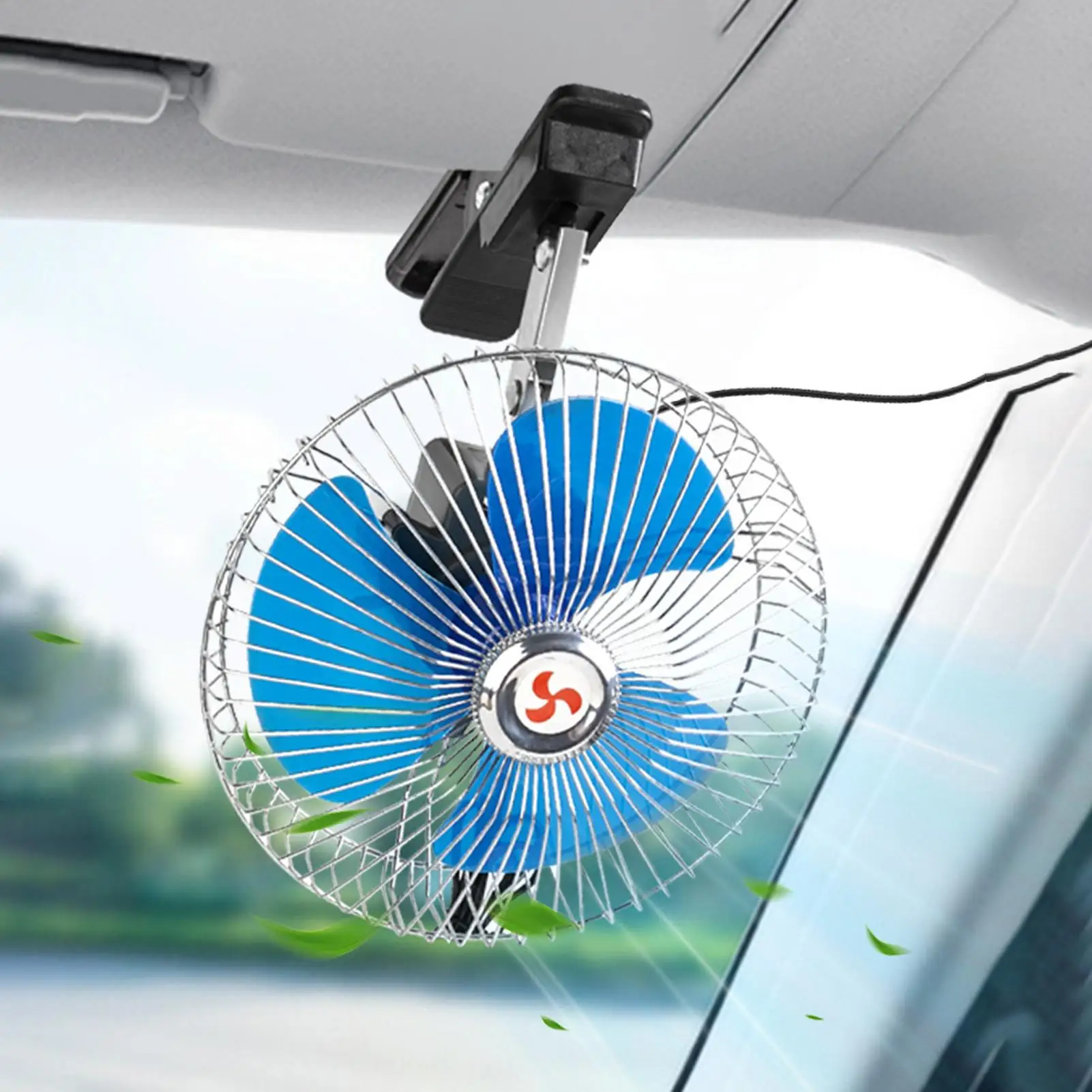 Car Cooling Fan 24V Auto Oscillation Vehicle Clamp Fan Automotive Cooling Gadget For Automotive Truck Sedan SUV RV Camping