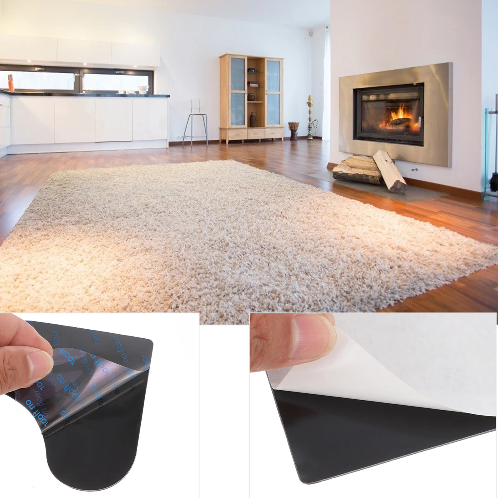 10Pcs Anti Slip Carpet Stickers Non Trace Removable Pads Prevent Curling Stable Floor Fixing