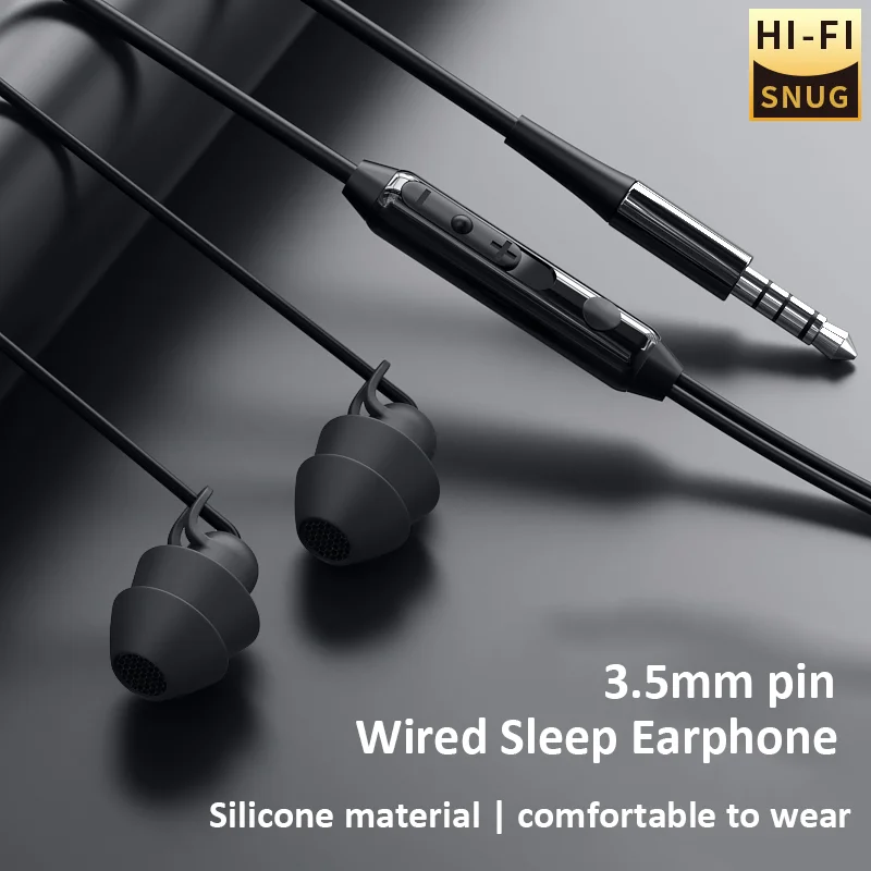 

Wired Sleep Earphone 3.5mm-Pin Headphone With Mic HD-Calling Noise Cancelling Sleep Earbud HiFi Stereo Headset For Xiaomi Lenovo