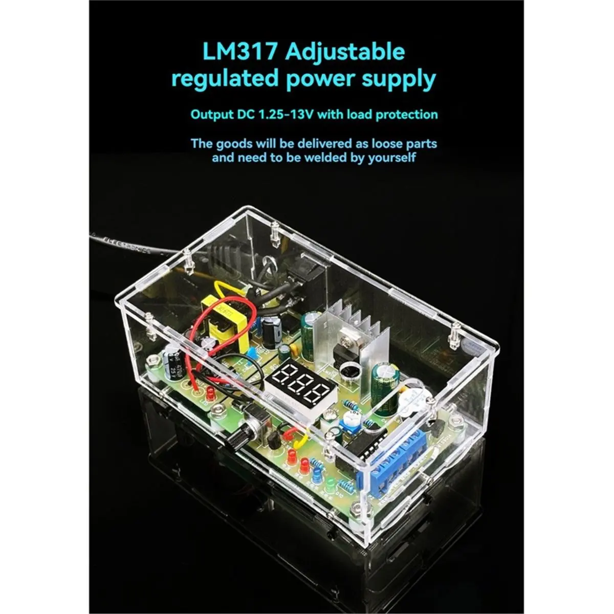 LM317 Adjustable Regulated Power Supply DIY Kit 12W Switching Power Supply DIY Soldering Practice Kit Assembly with Case