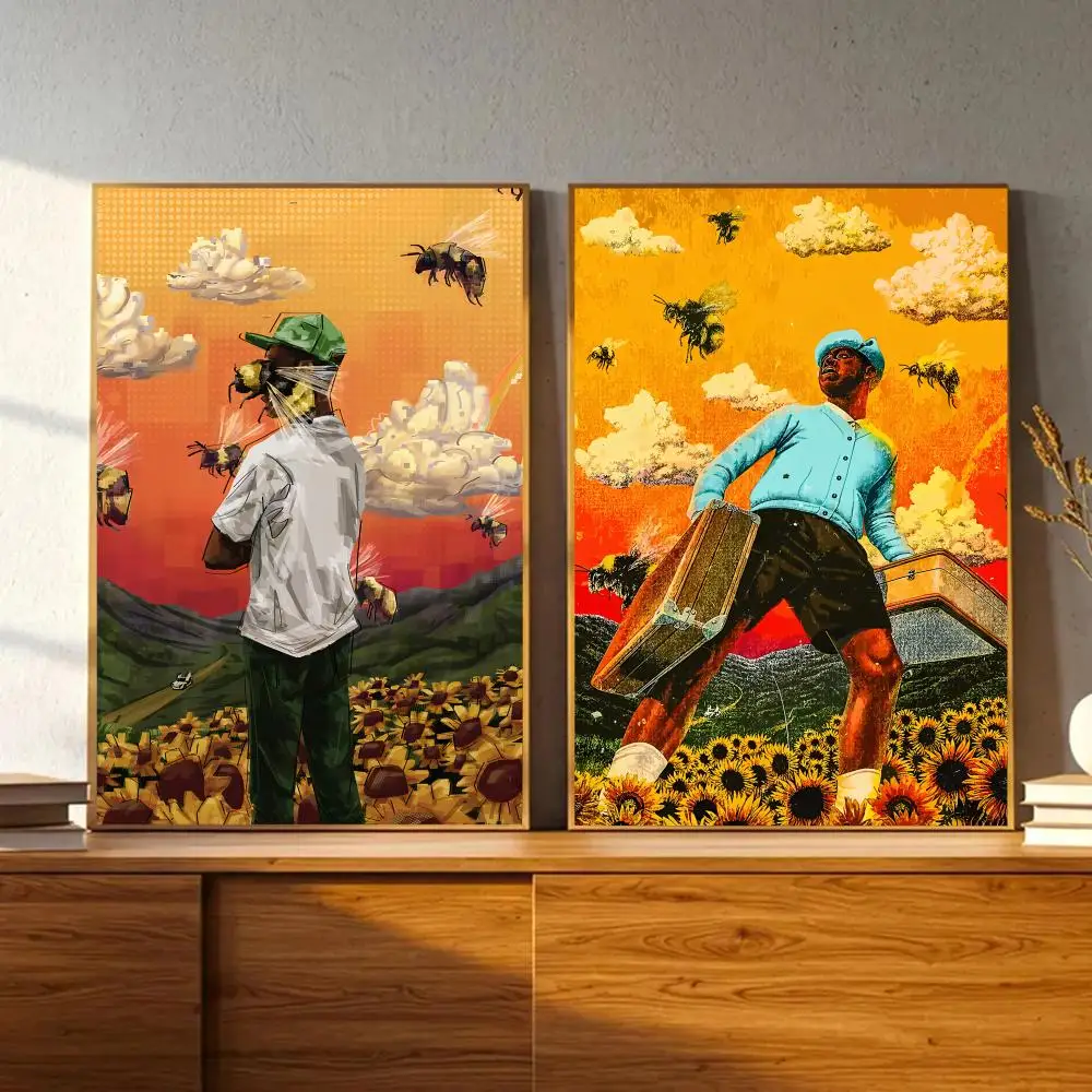 American Rapper And Singer Tyler, The Creator Poster Self-adhesive Art Waterproof Paper Sticker Coffee House Wall Decor