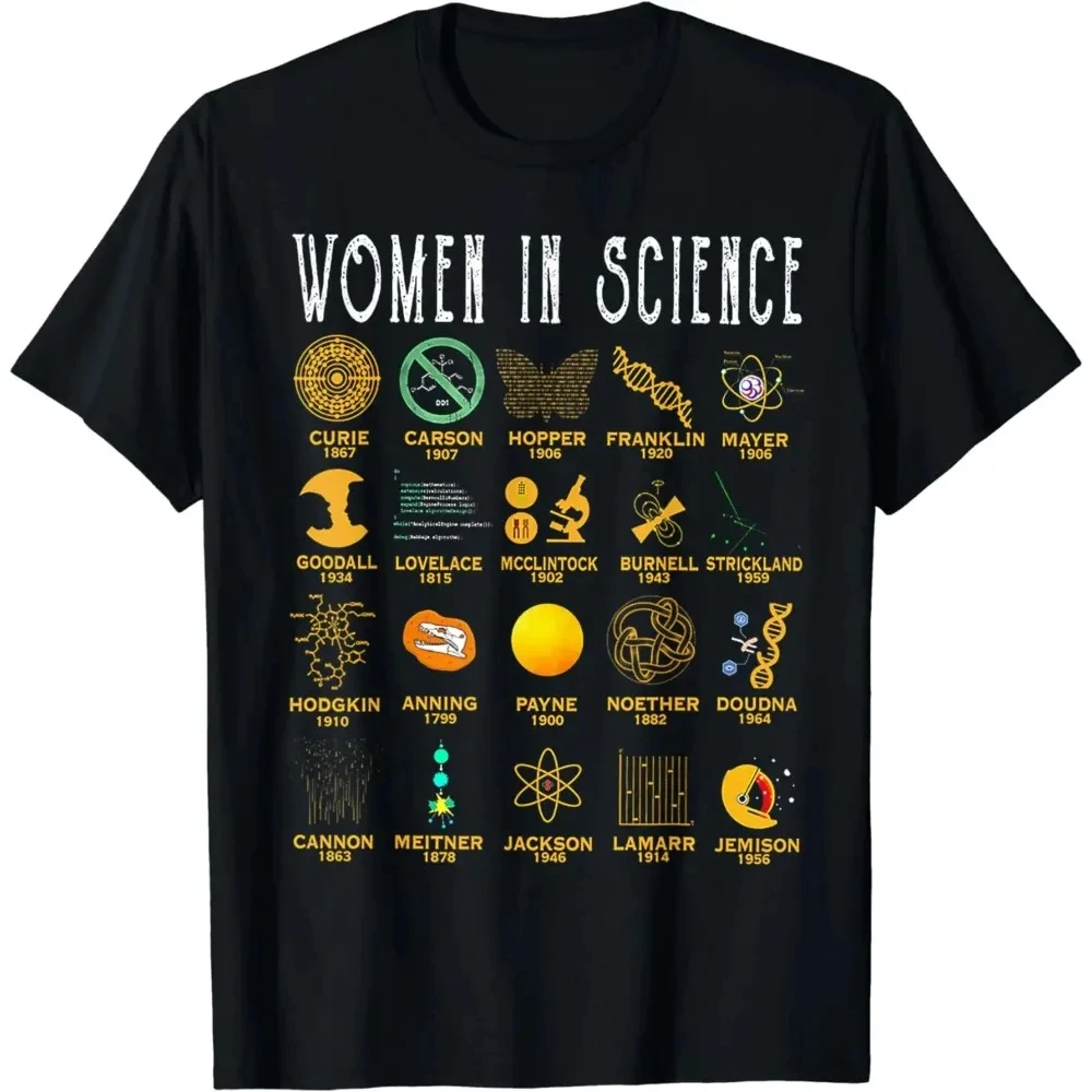 Mens Summer Women in Science T-Shirt Funny Science Clothes Street Fashion Casual Tops Vintage Women T Shirt Cotton Short Sleeve