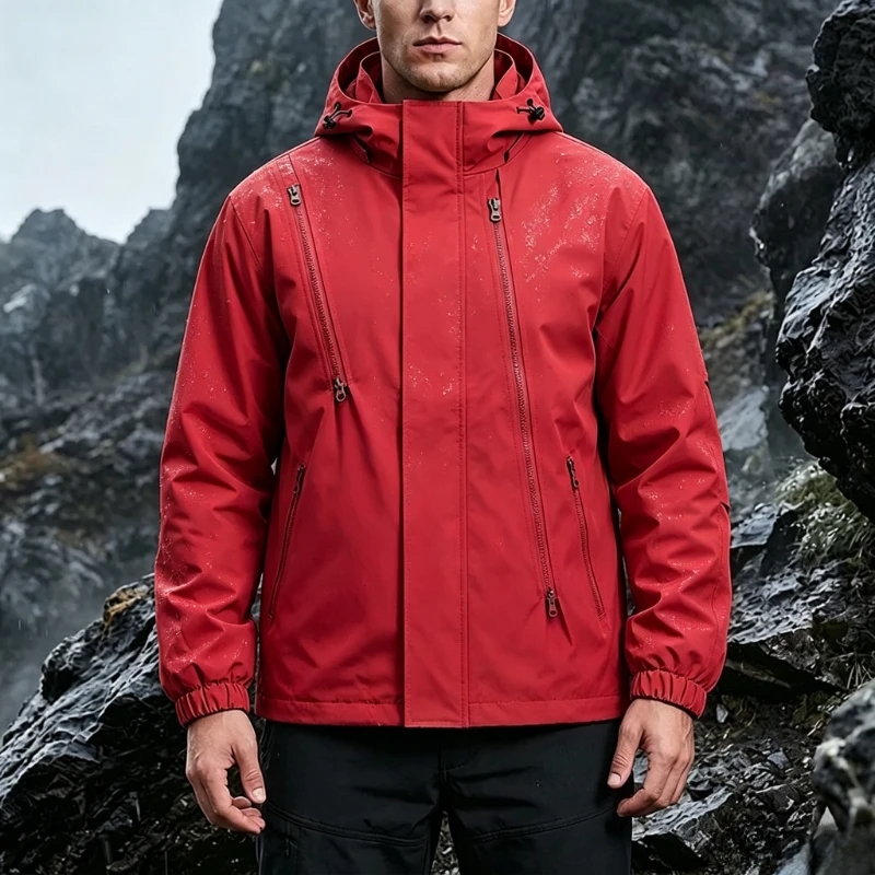 Wasserdichte Windjacke für Herren, Wanderjacken für Frühling und Herbst, bequeme Outdoor-Camping-, Fahrrad- und Reisejacke mit Kapuze, winddicht.