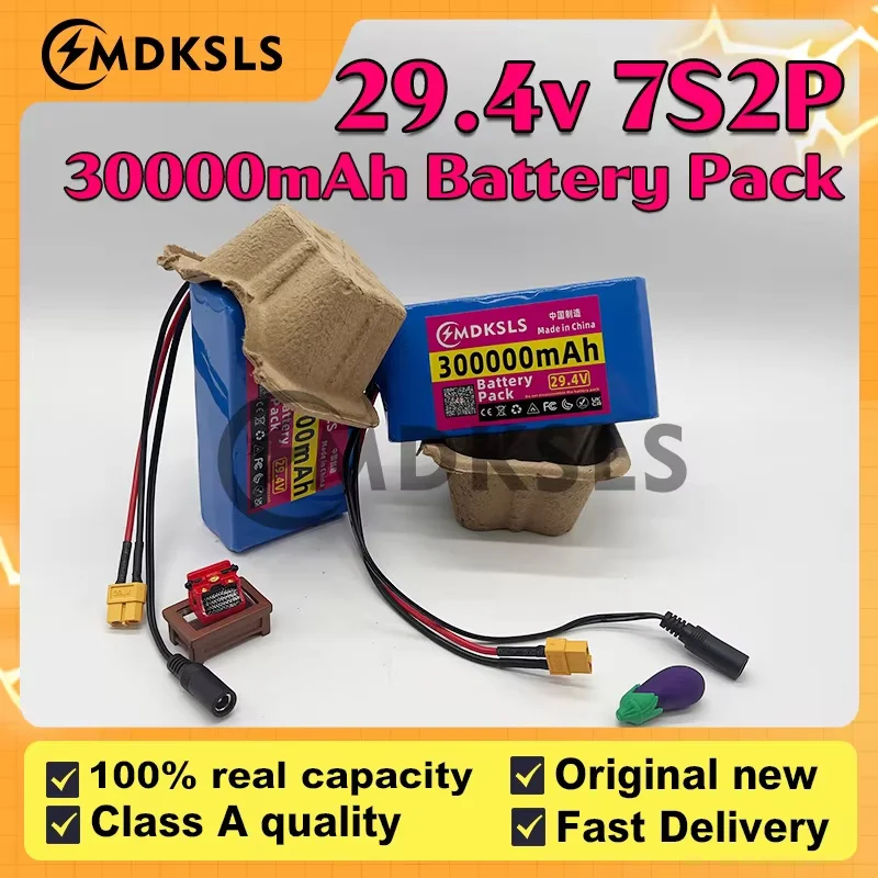 

2026 New 100% Original 7S2P 29V 30000mAh 18650 Lithium-ion Rechargeable Battery Pack, Suitable for All 29V Motor Equipment, BMS