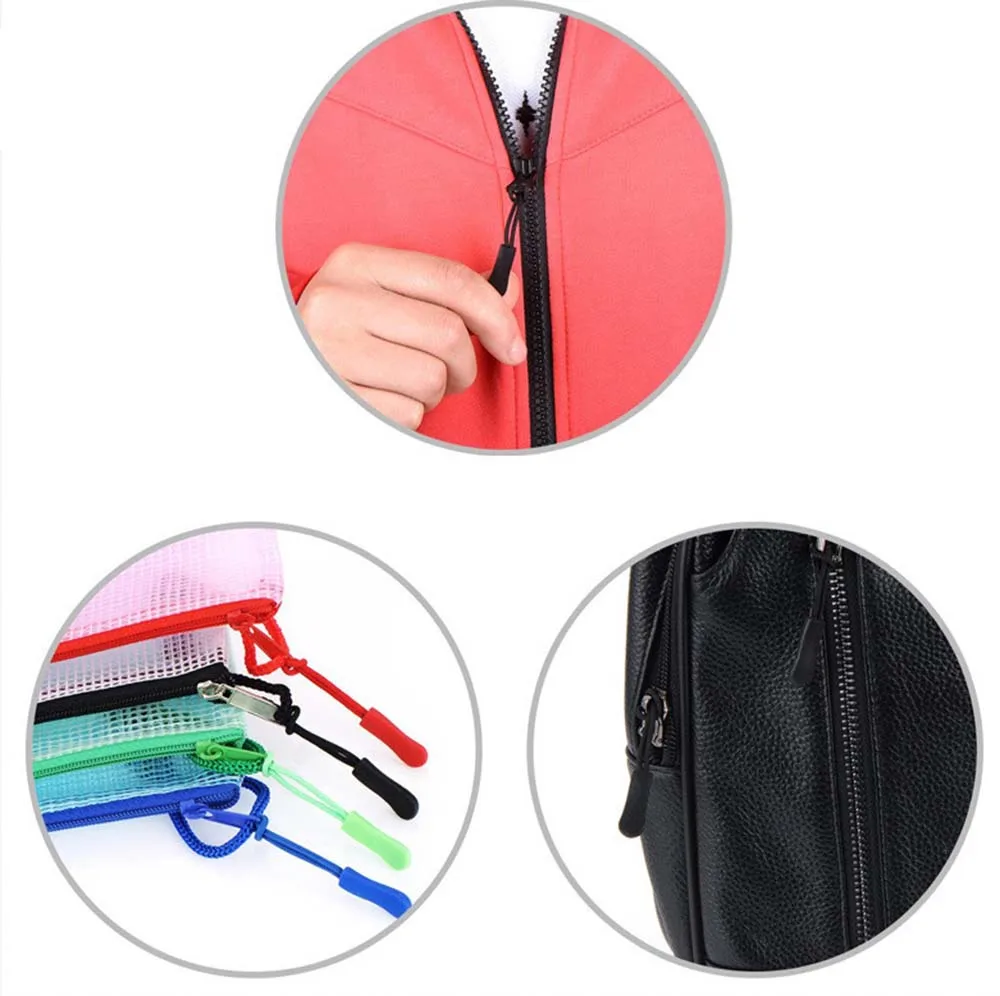 10pcs Zipper Pull Puller End Fit Rope Tag Replacement Clip Broken Buckle Fixer Zippers Cord Tab Travel Bag Suitcase Tent