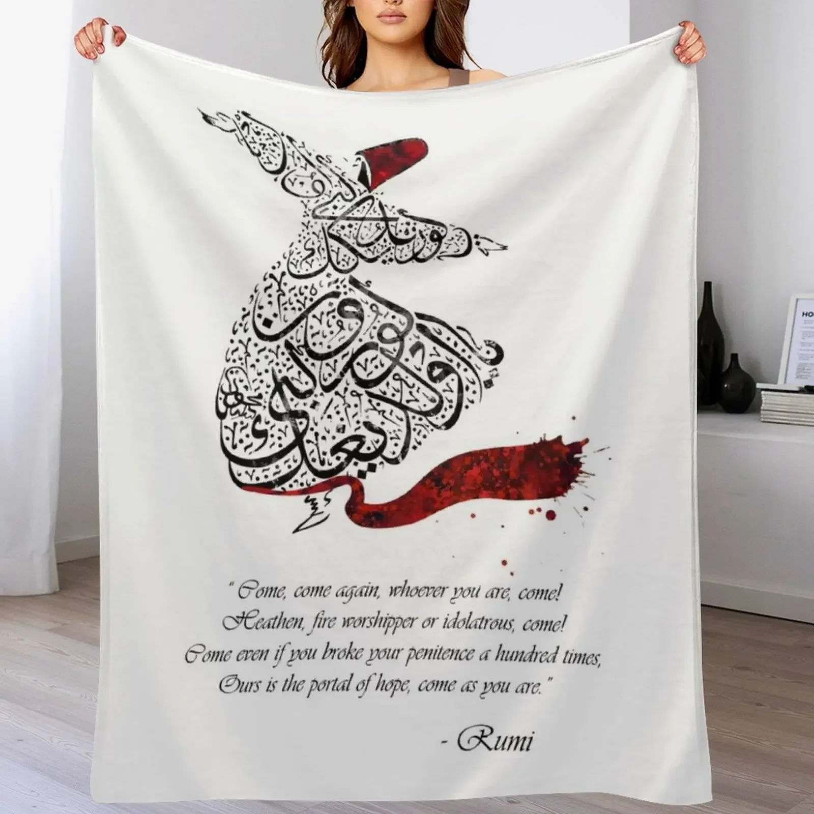 

Rumi Quotes Calligraphy Vertical Throw Blanket Soft Sherpa Fleece Warm Blanket for Winter