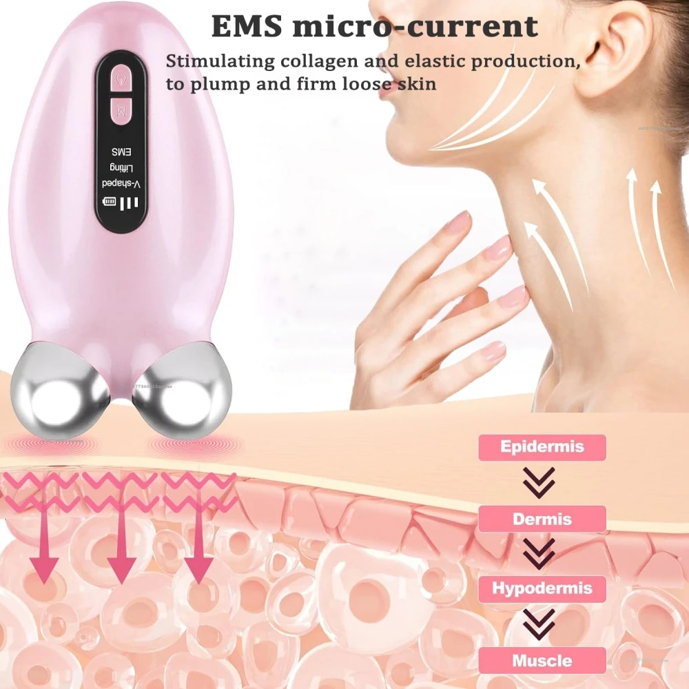 Gezichtsmassager Ems Microcurrent Roller Apparaat Voor Face Lifting Vibrator Anti Wrikle Dubbele Kin Verwijderaar Face Lift Machine