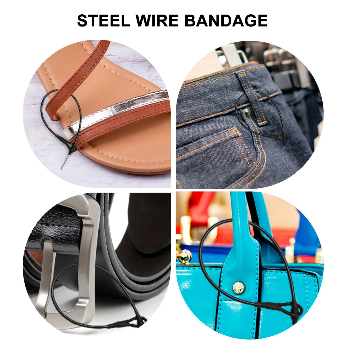 100Pcs Safety Wire Lanyards for Clothing Loss Prevention Anti-Theft Security Loop Rope Compatible with Magnetic Hard Tags Sturdy