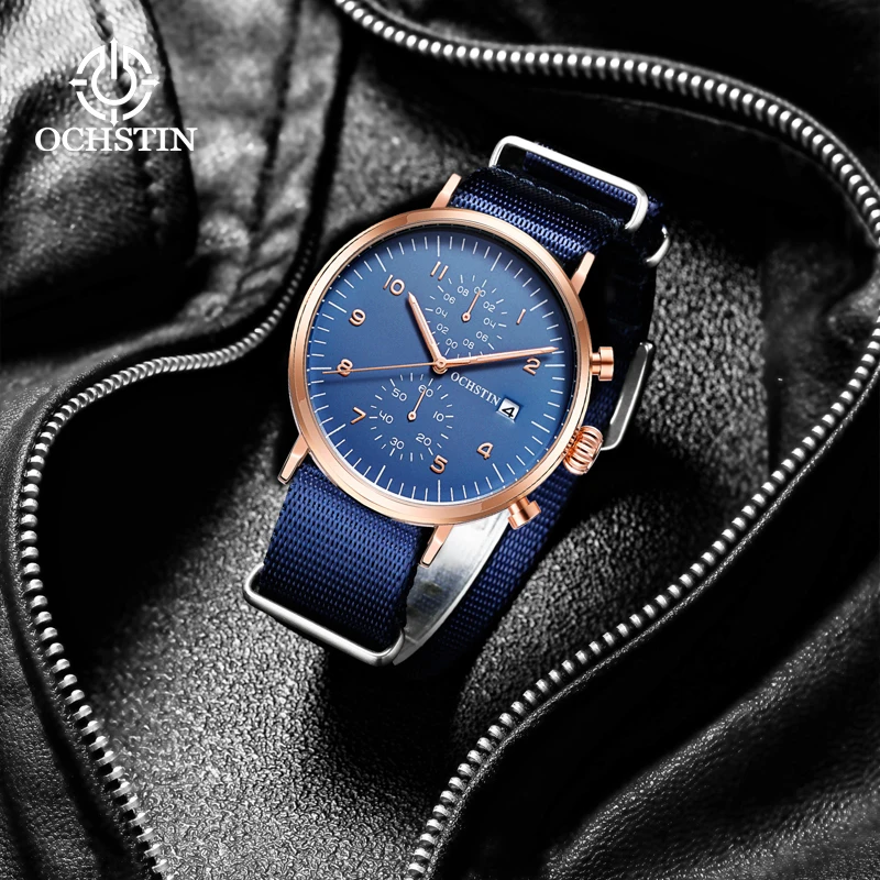 Hot models OCHSTIN 2024 personalized simple creative nylon series men\'s watches multifunction quartz movement men\'s quartz watch