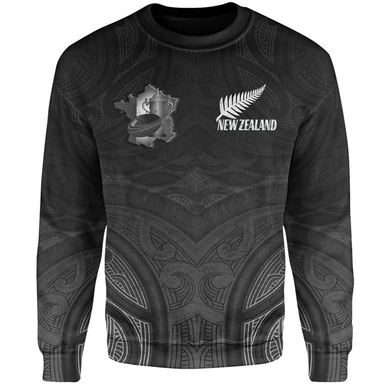 Vintage 3D Printed New Zealand Maori Tattoo Sweatshirts NZ Anzac Day Graphic Round Neck Hoodies Fashion Streetwear Mens Clothing