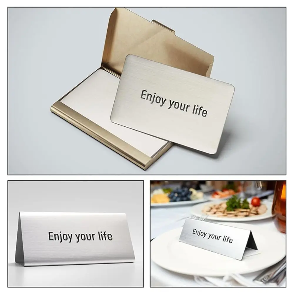 3Pcs Stainless Steel Business Card Blanks Metal Smooth Edge Engraving Cards Ultra Thick Rounded Corners Name Cards