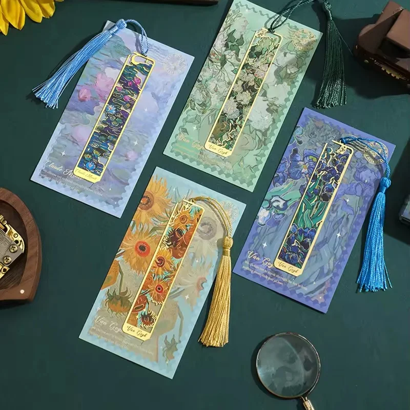Vintage Oil Painting Metal Bookmarks Hollow Hot Office School Supplies Accessories For Reading Writing Study And Work Kit Set