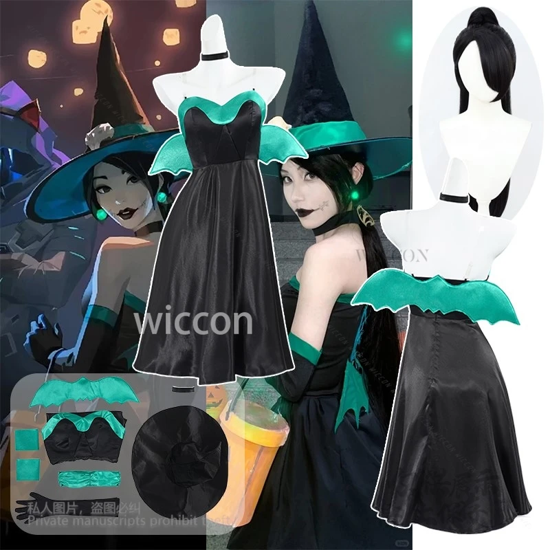 

Anime Sage Game VALORANT Cosplay Costume Sage Dress Wigs Prop Wing Full Set Female Halloween Party Outfit Roleplay Customized