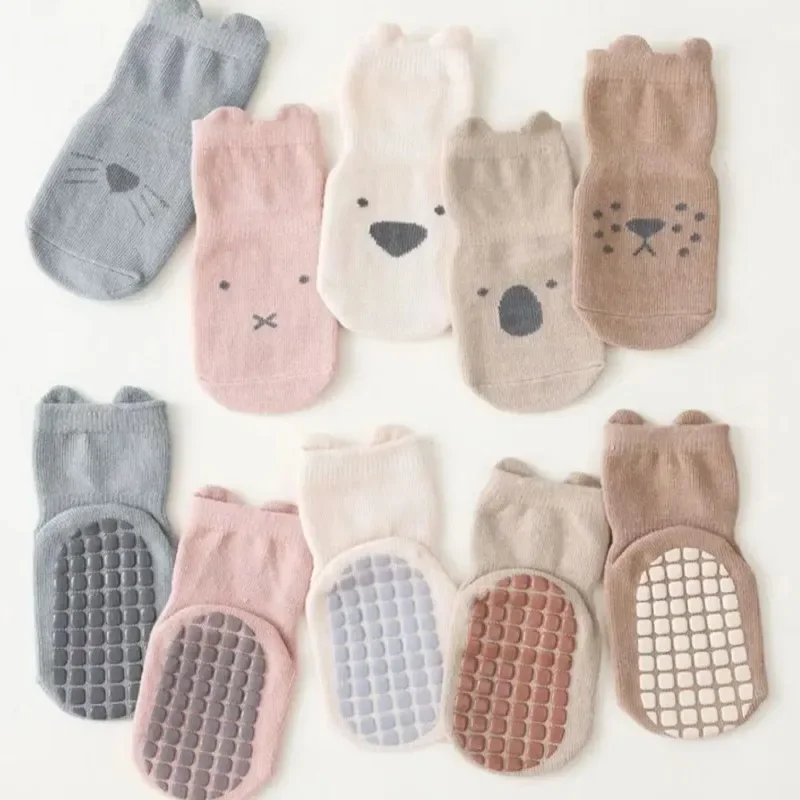 5 Colors 2023 New Baby Kids Floor Socks Cute Boys' Girls' Indoor Walking Socks Breathable Cotton Anti Slip Sock Trampoline Socks