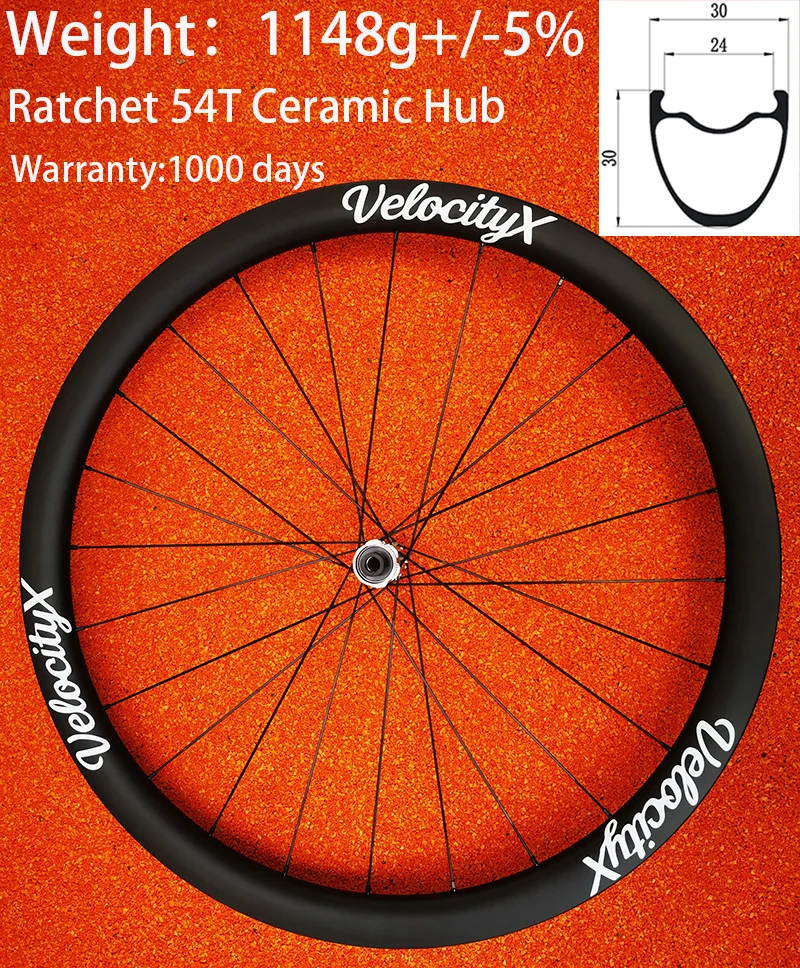 

Velocityx 1148g Width 30/36mm Light Gravel Carbon Disc Bike Wheelset 30/35mm Ratchet Hub Ceramic Disc Bike Wheel Center Lock