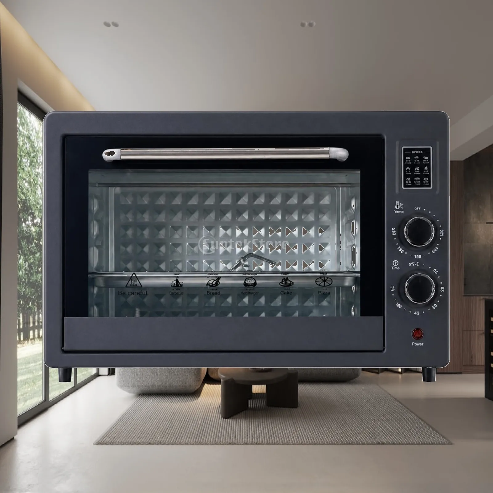 Electric Countertop Oven Twin Heating 48 L Countertop Oven Automatic Shutoff for Home Cooks, Household Baking